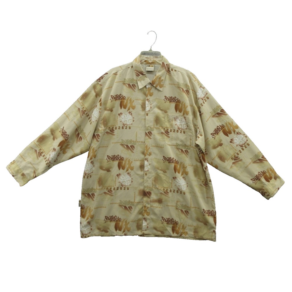Southpole Mens Shirt XL 100% Polyester Long Sleeve Vintage Pre Y2K Disco